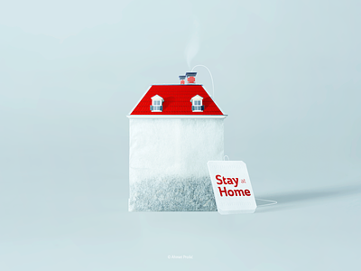 Tea House #StayHome advertising branding british covid cup of tea design family graphic design great britain home house illustration logo photo manipulation safe stay home tea tea bag typography vector