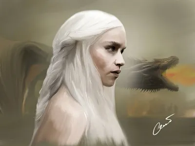 Digital Drawing Daenerys Targaryen • Game of Throne art design digital painting digitalart dragon drawing game of throne got graphic graphic design illustration ipad khaleesi mother of dragons photoshop shot ui ux