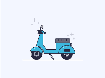 Scooter repaired blue bright illustration new rust scooter vector vespa vintage