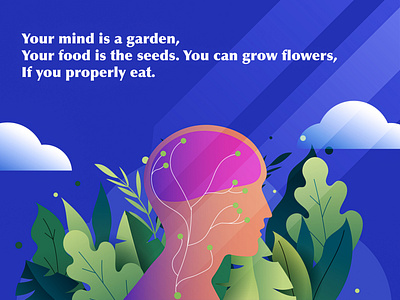 Your mind is a garden bright mind design garden head illustration neuro neurology plants vector