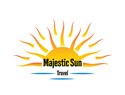 majestic sun travel logo brand design logo ocean sea sign summer sun symbol travel travel agency typography vacation water