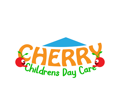 Cherry Children Day Care Logo brand cherry children day care design logo playful shape sign symbol typography