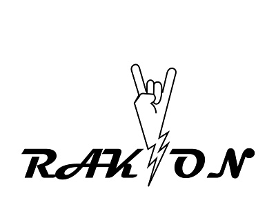 Rak On art cool design electric guitar gesture hand illustration instrument logo manufacture music rocknroll shape sign strong symbol thunder typography