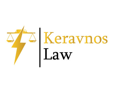 Keravnos Law advocate brand design flat illustration instrument justice law logo scale sign symbol thunder typography vector