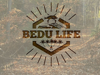 Bedu Life Hipster Outdoor Company activity autumn brand design fish flat food hiking hipster hunt illustration logo mountain nature outdoor shape sign symbol typography wood