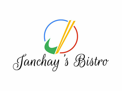 Janchays Bistro Thai Restaurant brand chopsticks design exotic flat food icon illustration logo restaurant shape sign symbol thai typography