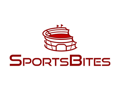 Sportbites logo architecture bite brand branding building design flat icon journalism logo news shape sign sports stadium symbol typography vector