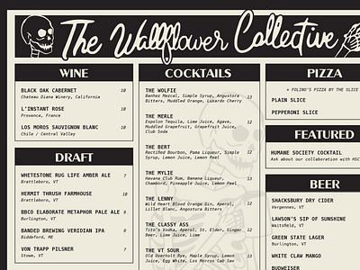 The Wallflower Collective Menu branding design icon illustratedmenu illustration logo menu menudesign typography