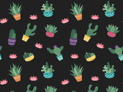 Cactus Pattern - Dark Version
