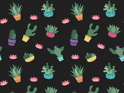 Cactus Pattern - Dark Version