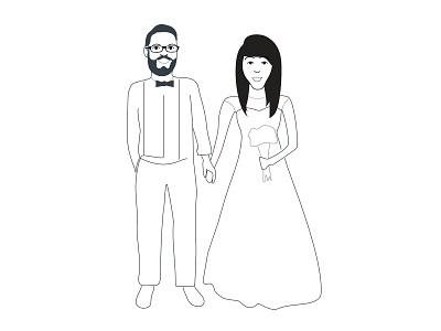 Sketch of the happy couple illustration people wedding