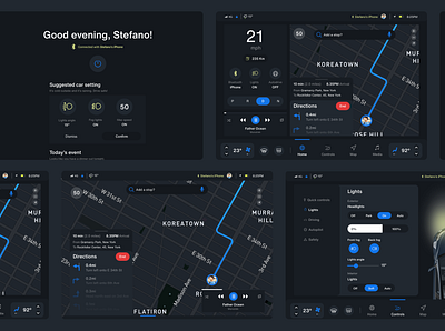 in–Card Dashboard animation car car interface dashboard electric map minimal principle product design technology tesla