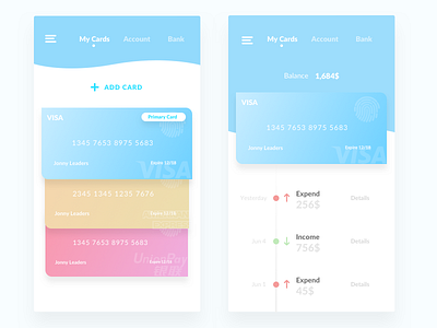PayCards Concept bank cards colors credit design inspiration minimal payment product user interface