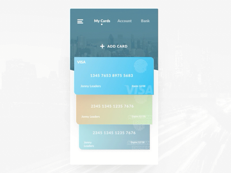 Animation Bank Card animation app cards colors dribbble gif interaction principle uidesign web design