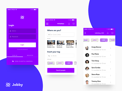 Jobby - Instant dating app colors design iphone job minimal ui design ux