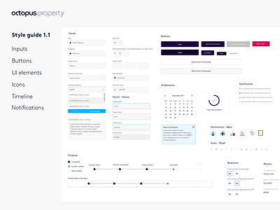 Octopus Property - Style Guide V1.1 dashboard design system digital design elements product design style guide white