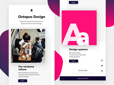Rebound: Design At 🐙🔬 design design system fintech landing page minimal octopus product design purple ui