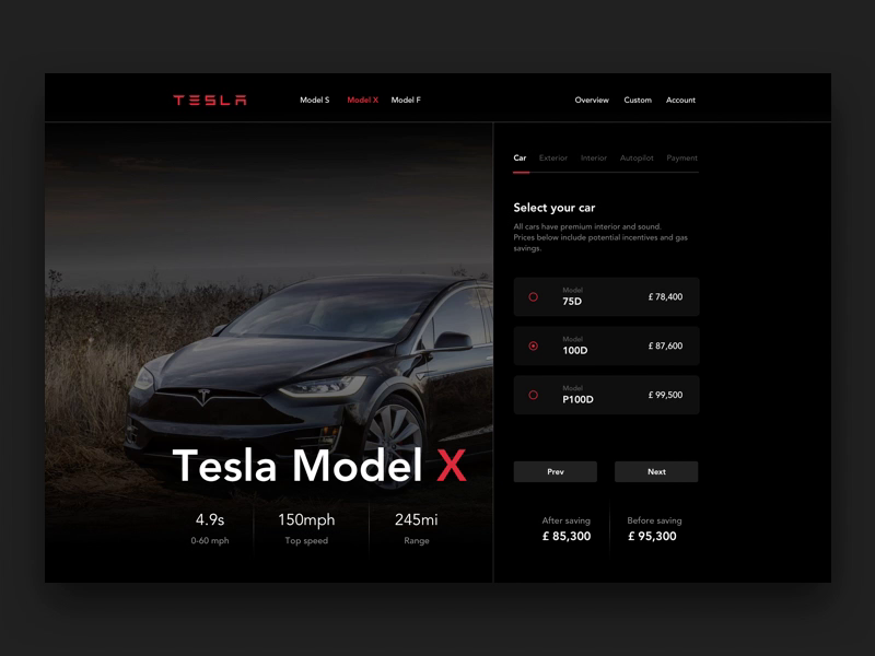 Tesla Design Your Model X Animation By Stefano De Rosa