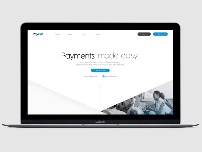 Paypal.com Redesign Concept - Homepage Menu Animation