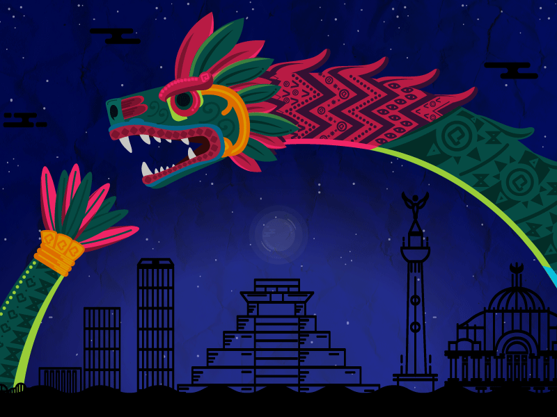 Platziconf Mexico 2016 aztec banner colombia dragon illustration landing mexican mexico mythology nesslink platzi quetzalcoatl