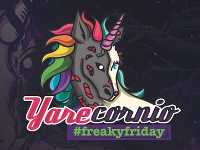 Logotipo Yarecornio Nightmare version colombia cute fantasy horror illustration kawaii logo nesslink nightmare unicorn zombie