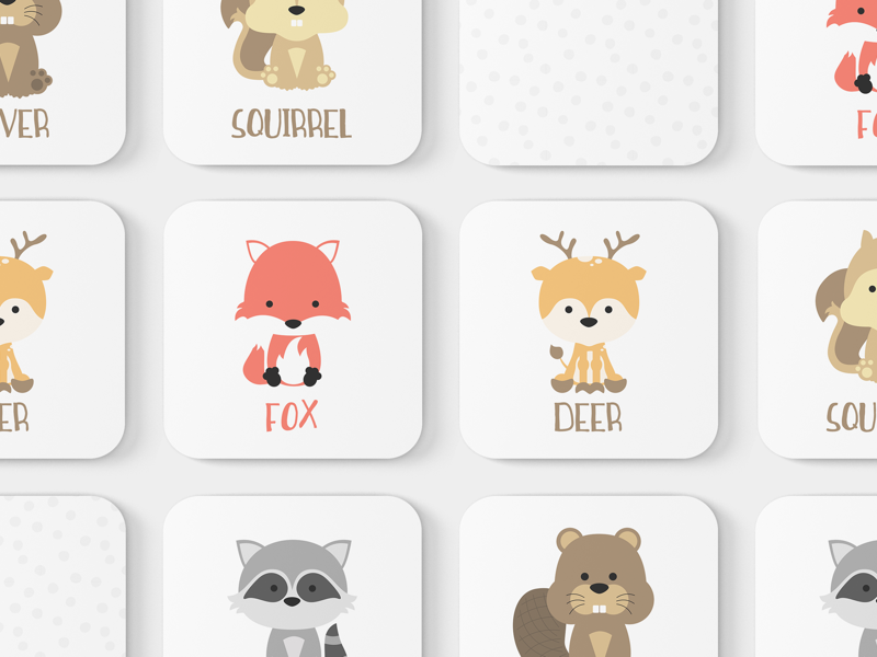 Woodland Animals Toddler Match Game match game memory game kids activities kids games toddler games animal illustrations woodland animals