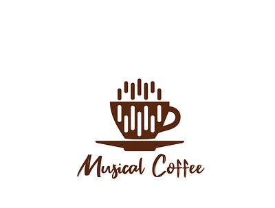Musical Coffee logo branding brown coffee creative cup illustration logo minimal music unique