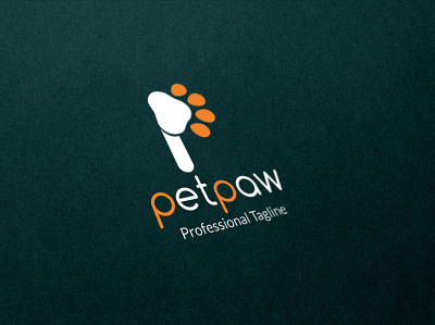 Petpaw logo animal branding custom design logo orange paw pet vector