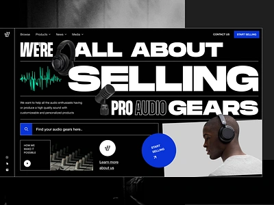 Exploration: Audio equipment landing page 1 audio audio app audio equipments audio selling audio web headphone landing page microphone mixer music podcast typogaphy