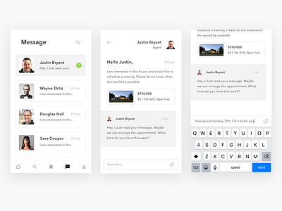 Property App message screens by adiatma bani for Sebo on Dribbble