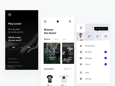 ScndShop app android apps browse cloth e commerce ecommerce fashion intro ios menu mobile shop