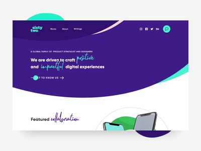 Sixtytwo Website: Intro agency blobs branding company profile userinterface website