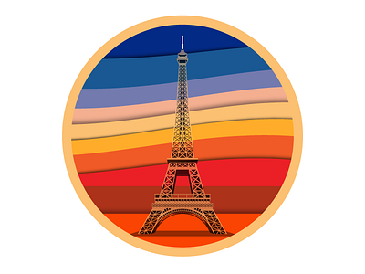 Eiffel Tower - Sunset badge baugette eiffel tower france oui oui paris sunrise sunset