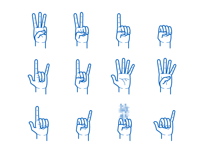 Hand Gesture Pack hand thumb finger gesture pointer like peace sign wave palm fist vector