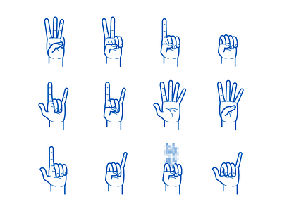 Hand Gesture Pack finger fist gesture hand like palm peace sign pointer thumb vector wave