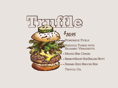 Truffle Burger arugula brie brioche burger cheeseburger delicious hamburger patty pickle