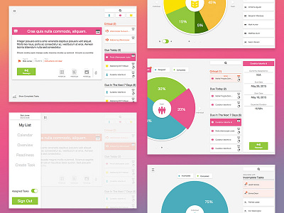 iPad App Progress assignment cards donut chart ios ipad list pie chart retail