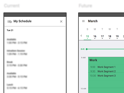 Web App angular calendar contact center documentation material material design process schedule web app webflow work week