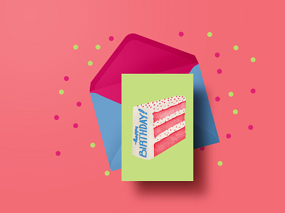 I made this cake for you. (Birthday card concept) design digitalart graphic design greeting cards illustration mockup stationery typography