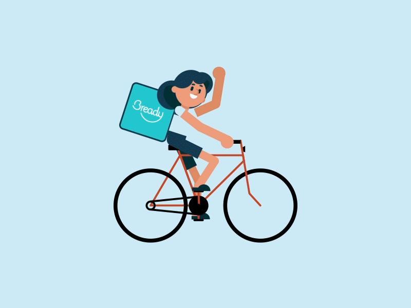 Bready Bike Deliverer ae animation bike ride character animation cycle deliver design gif jungle minds loop motion graphics tavarense vector wave