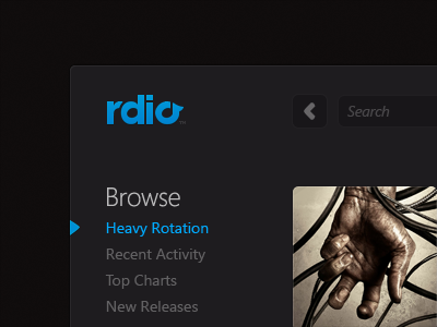 Rdio, Dark Version dark desktop music player rdio ui windows