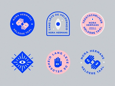 Nora Hermans Badges badge badges hamsa identity moodboard patches typographic typography