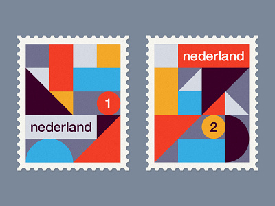 Dutch Stamps serie 1 update de stijl dutch geometric holland illustration minimal modernism netherlands post stamp stamps