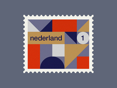 Dutch post stamp 3 2d abstract art clean de stijl dutch geometric holland illustration minimal netherlands pattern rotterdam simple stamp stamps
