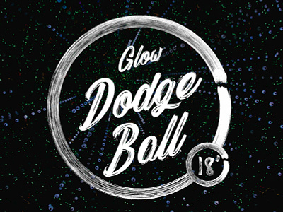 Glow Dodge Ball Post Card blacklight brushed stroke church branding church design church event dodgeball glow dodgeball handwritten