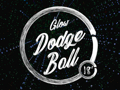 Glow Dodge Ball Post Card blacklight brushed stroke church branding church design church event dodgeball glow dodgeball handwritten