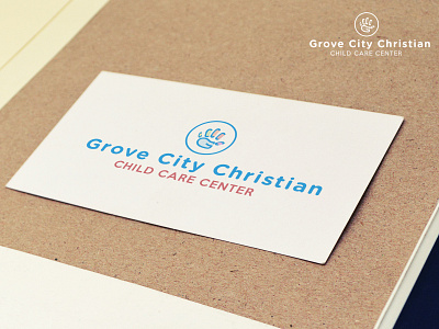 Child Care Logo - GCCCCC 👈😳 blue branding care child christian church clean fingerpaint grove city handprint hidden letters logo long title