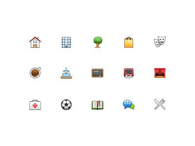 Tiny Icons 24px education entertainment icons restaurants shopping theater