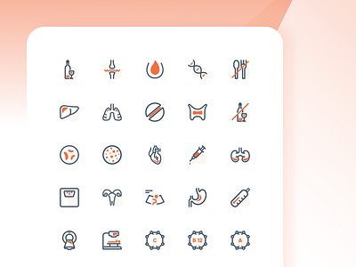 Icon Set For Path Lab biology design system icon design icon designer iconography line icon organ design icon path lab path lab icons saas design stroke icons user interface design web design