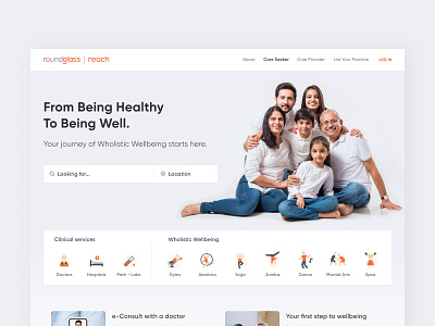 B2C Medical Care Landing Page clinic doctor e consult healthcare hospital icon design medical app path lab patient app patient website web design wellbeing